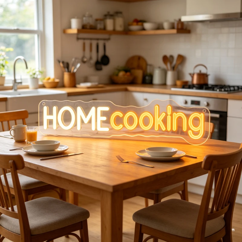 Home Cooking Neon Sign LED Light for Kitchen Dining Room Restaurant Decor USB Rechargeable Night Light Wall Art Gift