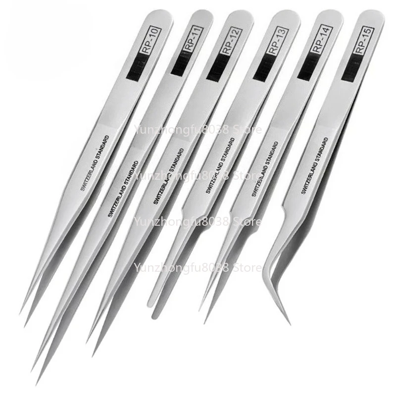 6Pcs/Set Carbon Steel Antimagnetic/Acid Rhino RP-10 RP-11 RP-12 RP-13 RP-14 RP-15 Tweezers Set Electronic Jewelry Tools
