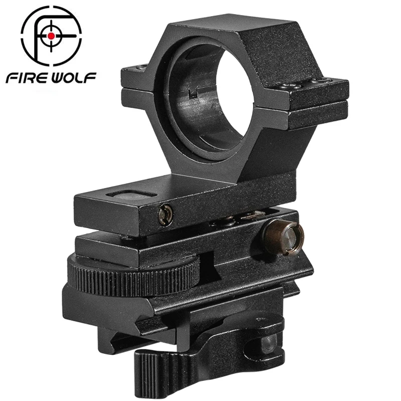 FIRE WOLF 30mm/25mm Ring Adjustable Windage Elevation Rifle Scope QD Mount Laser Sight Flashlight Clamps Hunting Holder