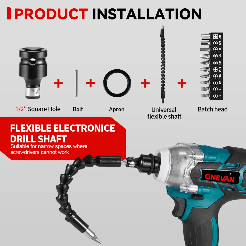 ONEVAN 14/17/18/19/21/22MM Impact sockets 9pcs Sleeve For Electric Impact Wrench/Drill Accessory Complete Household Industry Tool accessory