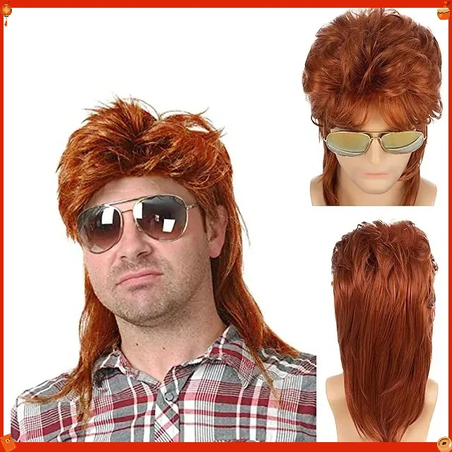 Synthetic Curly Wig Men Brown 80s Style Heat Resistant Fiber Costume Cosplay Party Disco Stage Carnival Natural Look Hair