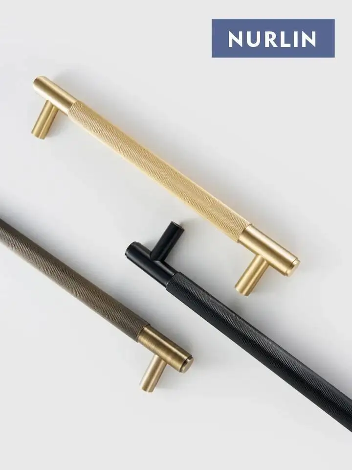 Nurlin-Doppio viso semplice a strisce lineari porta in vetro di legno doccia elettrodomestico da cucina oro opaco nero