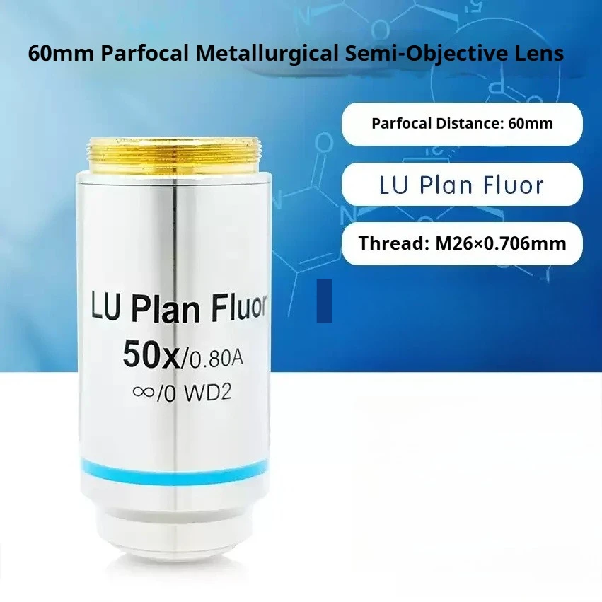 50X Metallographic Microscope Flat Field Semi Complex Achromatic Objective LU Plan Fluor for Replace Nikon Microscope Lens