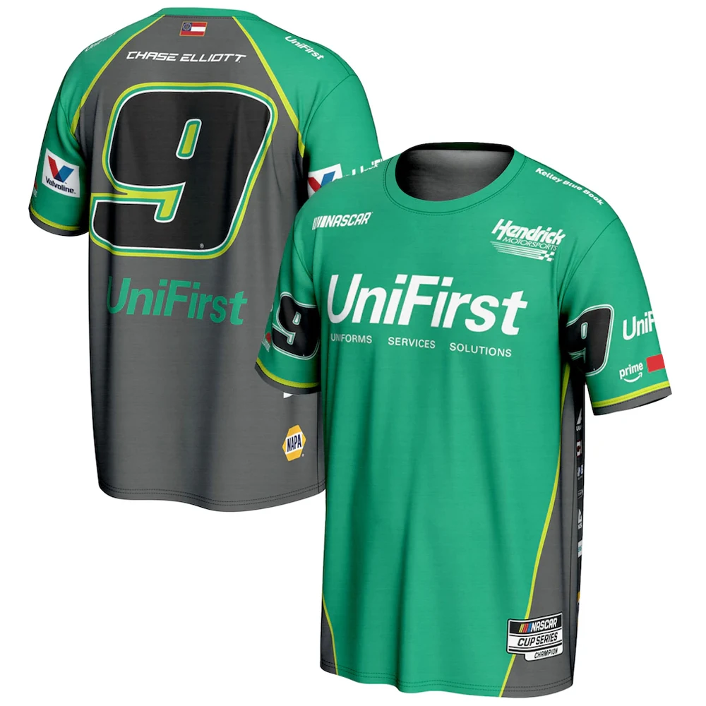 Chase Elliott #9 UniFirst NASCAR Racing T-Shirt, Men Women Quick Dry Breathable Motorsport Fan Streetwear Tee