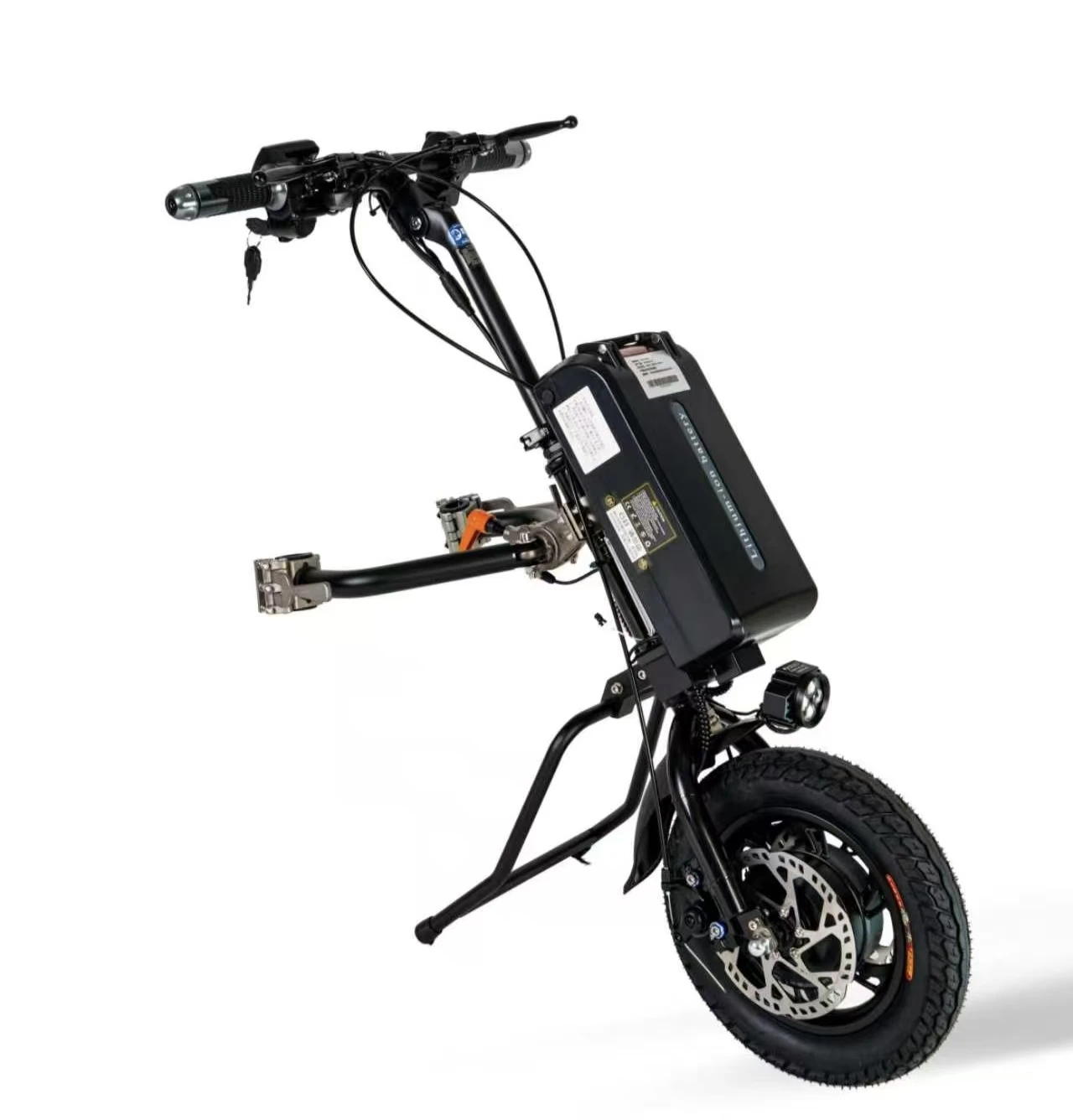 Picture 3: Coofull Direct Aluminum Alloy 350W 48V 28Ah Lithium 100km Long Range Electric Wheelchair Attachment with Quick Installation