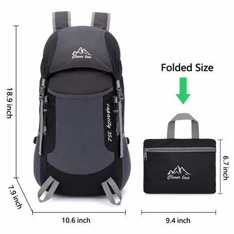 35L Ultralight Foldable Hiking Daypack Water-Resistant Durable Lightweight Travel Backpack Pink for Outdoor Activities