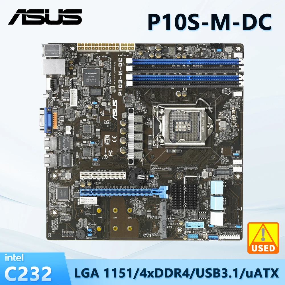 ﻿ ASUS P10S-M-DC Motherboard LGA1151 Intel C232 Chipset support  E3-1200 v6 E3-1200 v5 cpu DDR4 16GB USB 3.1 U ATX 2xM.2