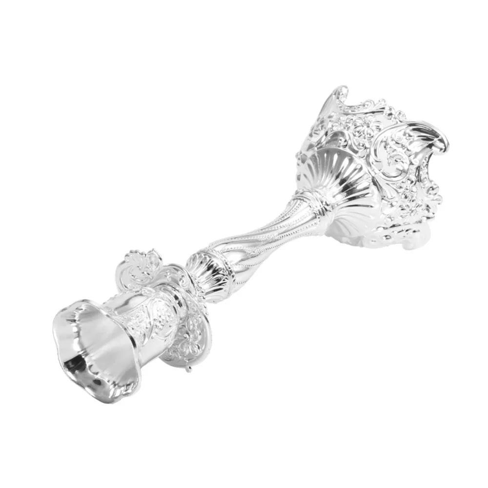 2pcs Single Head Candlestick Holder Set Plated Zinc Alloy Taper Candle Holder Silver Classical Candlestick Holder