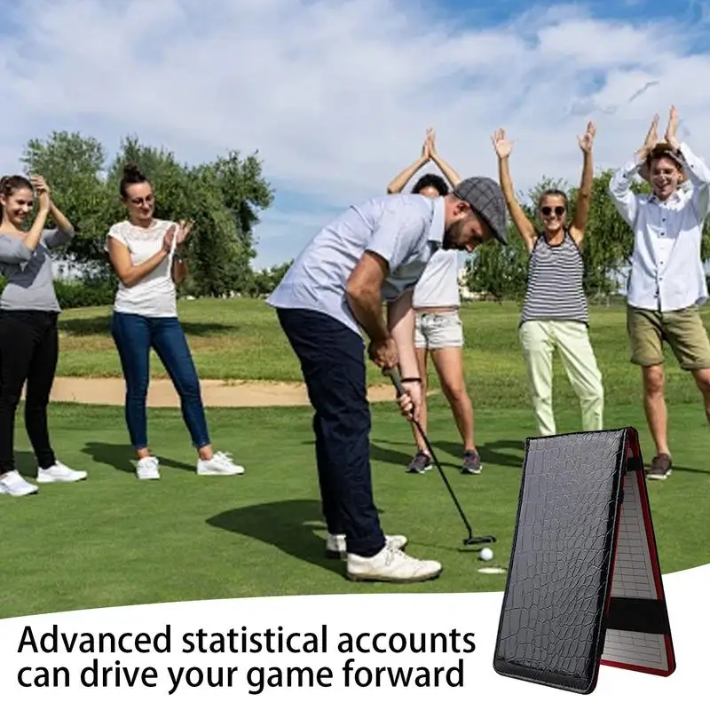 Golf Scorebook PU Leather Golf Log Book With 2 Scorecards Golf Log Book Golf Notebook Scorecard Holder Golf Gadget For Men Women