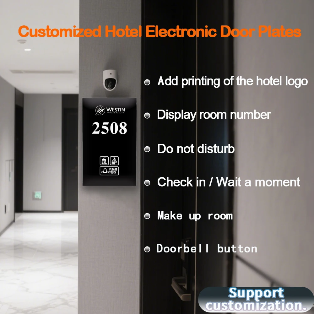 

Индивидуальные цифровые электронные дверные вывески для отелей inns с функциями «Не беспокоить и в главной комнате» по запросу, сенсорные функции