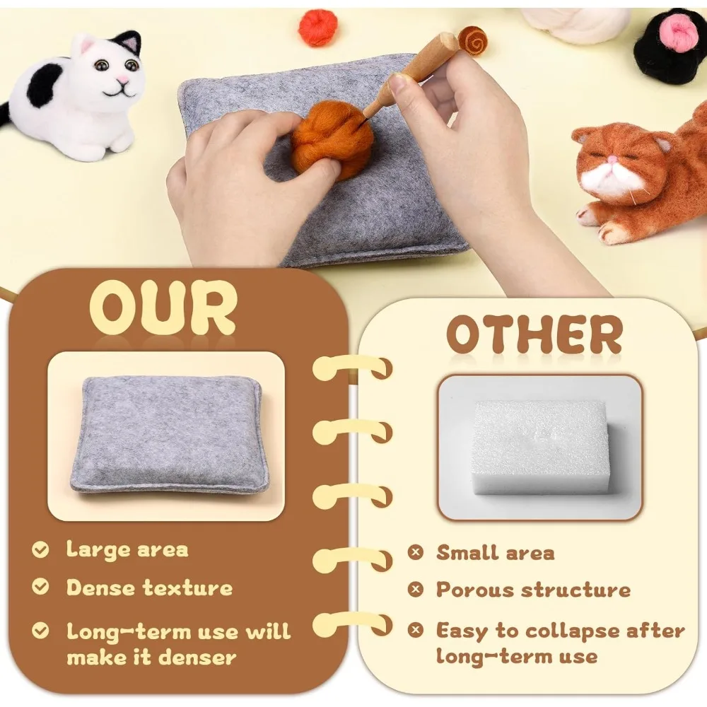 مجموعة أدوات تلبيد الإبرة المكونة من 6 قطع، مجموعات أدوات تلبيد إبرة الحيوانات للمبتدئين من الصوف مع تعليمات للحرف اليدوية