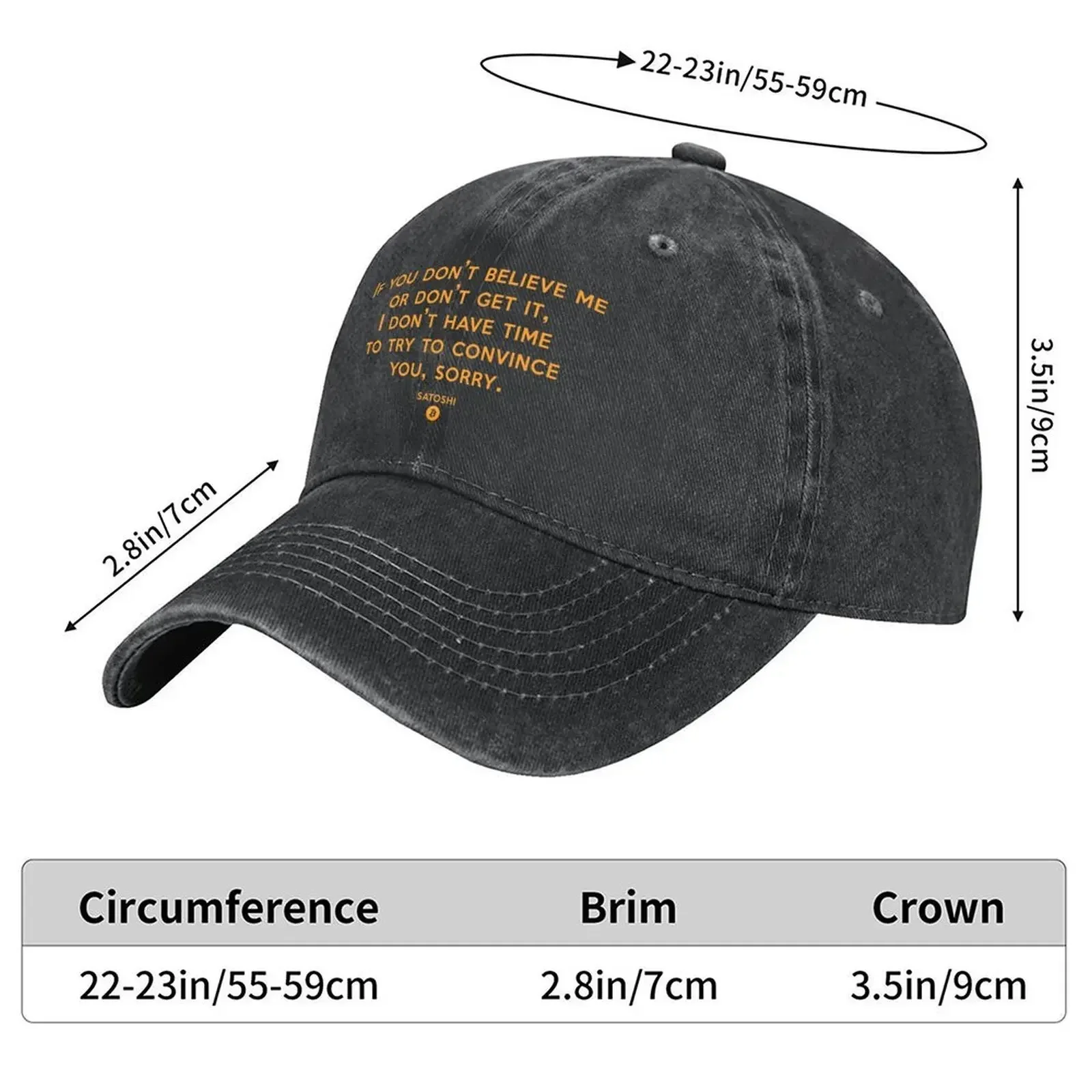 New Famous Satoshi Quote If You Don't Believe Me Bitcoin Baseball Cap New Hat Hats For Men Luxury Brand Baseball For Men Women's
