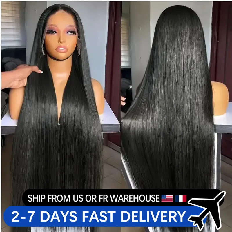 Straight Human Hair Wigs 13x6 Transparent Lace Frontal Wig Brazilian Human Hair 180% Density Glueless 4x4 Closure Wig Gabrielle