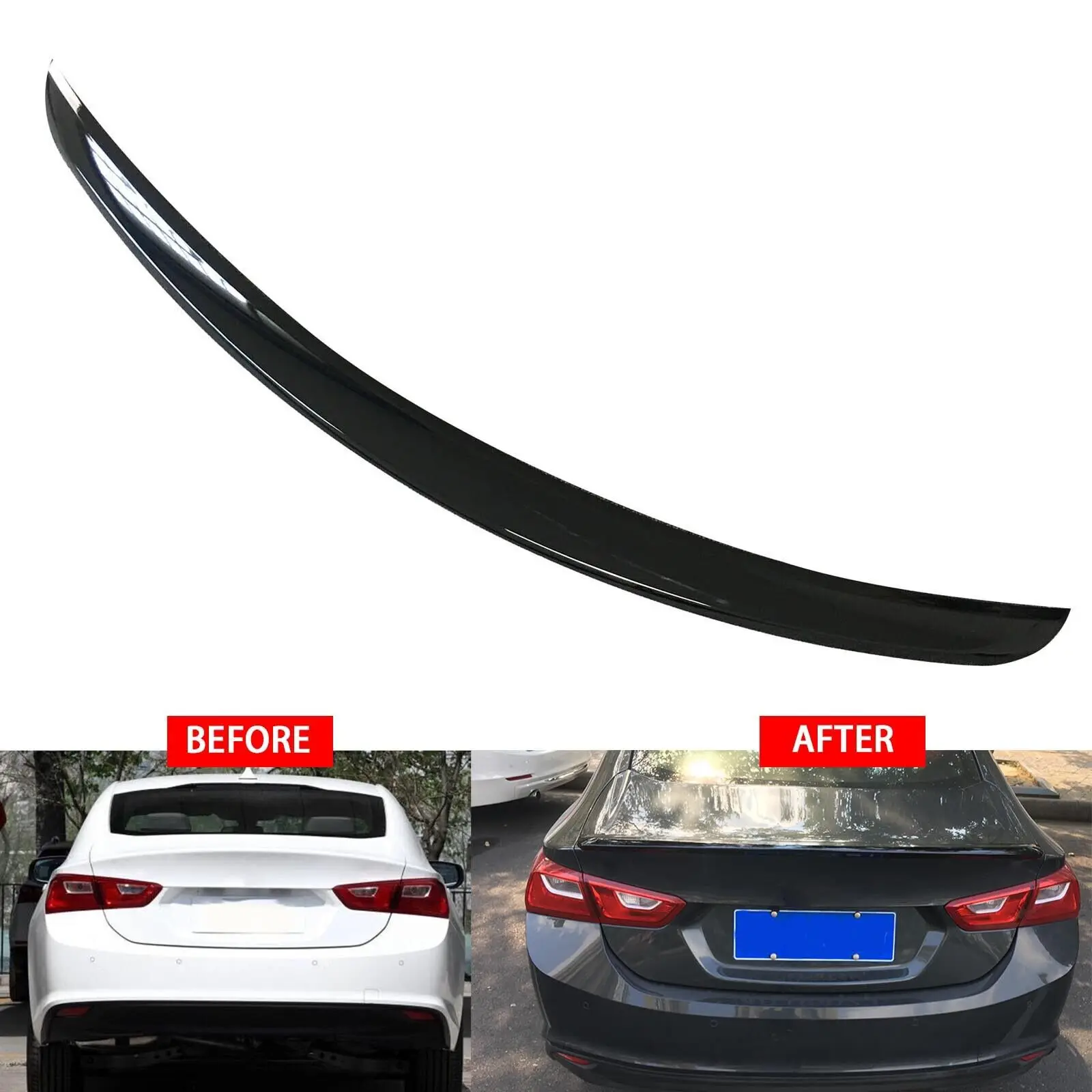 

Paint BLACK Rear Tail Trunk Lip Spoiler Wing Fit For Chevrolet Malibu XL 2017-19