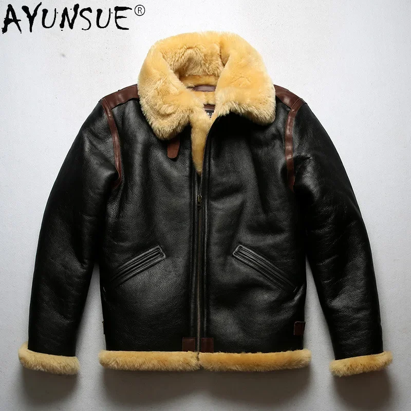 

AYUNSUE Genuine Sheepskin Leather Jacket Men Clothing 2020 Winter Clothes Real Sheep Shearing Jackets Chaquetas Hombre LXR909