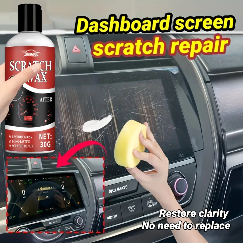 Scratch Repair Wax, Dashboard Screen Scratch Repair Agent |   Suitable for Various Scratch Repairs on Central Consoles, Helmets, Glass, Acrylic, and Glasses.