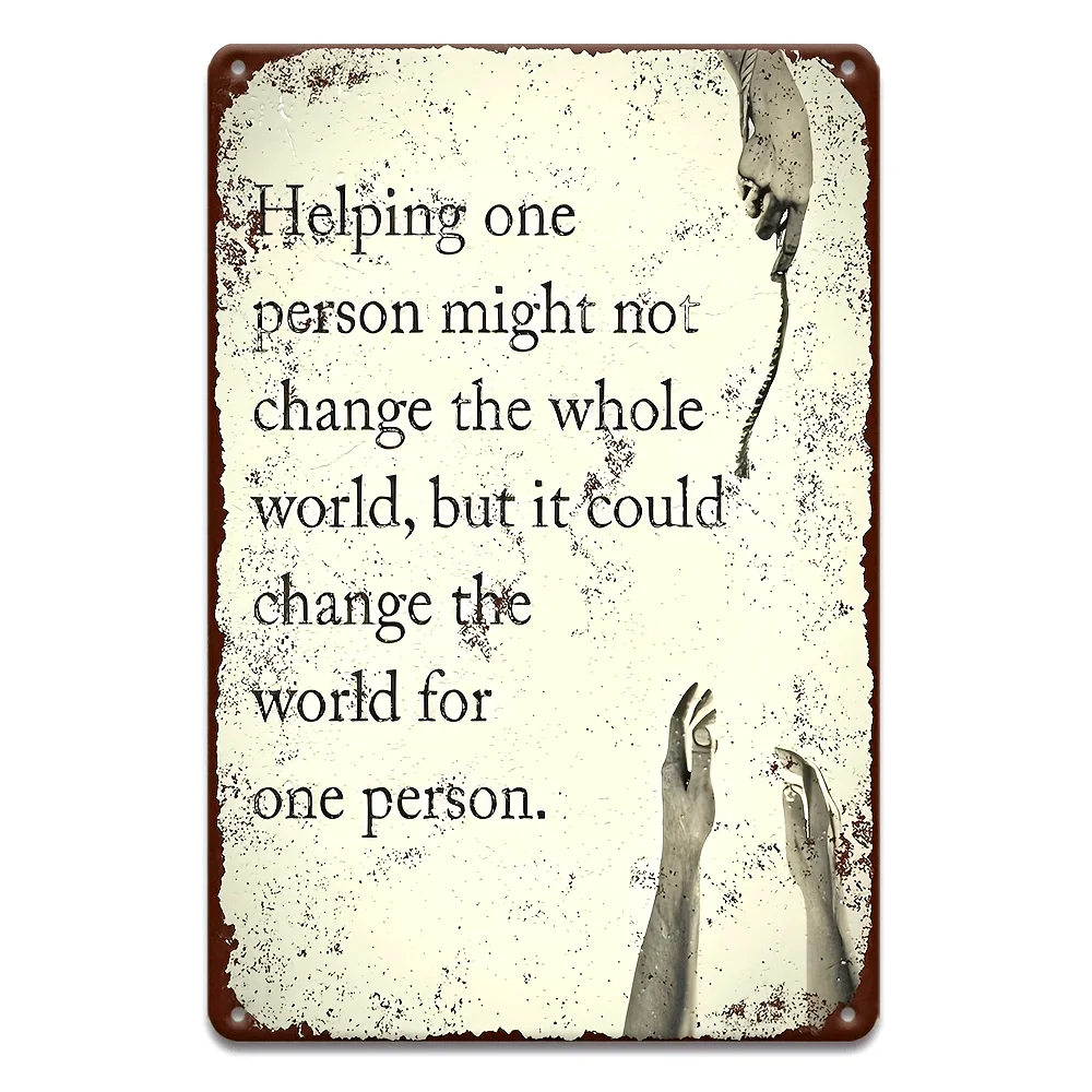 1pc Vintage Metal Wall Sign with Inspirational 