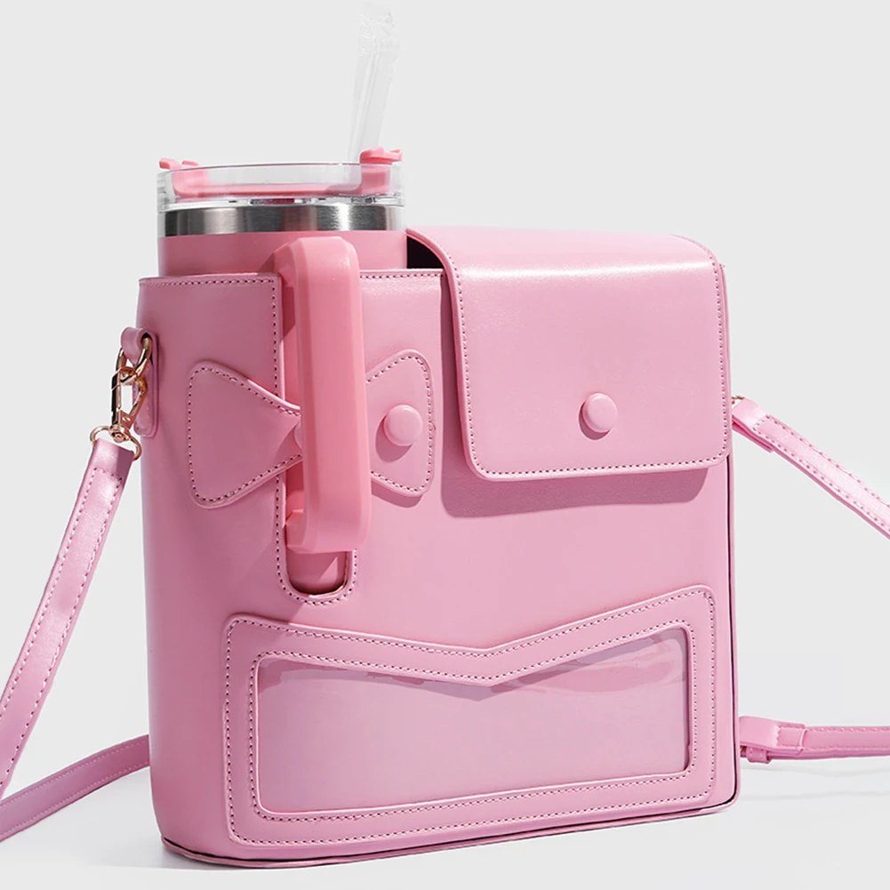 

Outdoor Portable Crossbody Water Cup Protection Single Shoulder Solid Color Large Capacity Vintage Cup Holder Bag Camping Bag ﻿