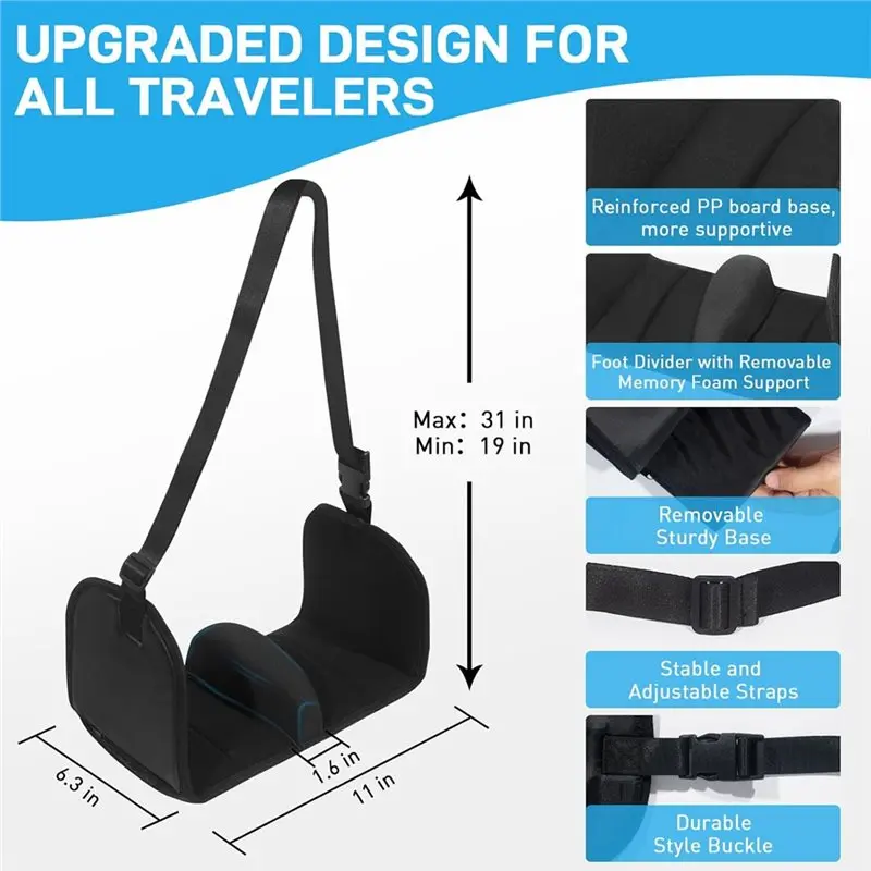 ABKO-Flugzeug-Fußstütze, Fußhängematte mit ergonomischem, abnehmbarem Fußteiler-Design, für Reisen