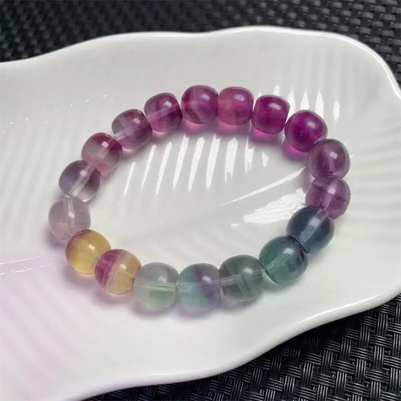 

Natural Colored Fluorite Bead Bracelet Stretch Healing Fengshui Stone Gemstone Birthday Present 1PCS