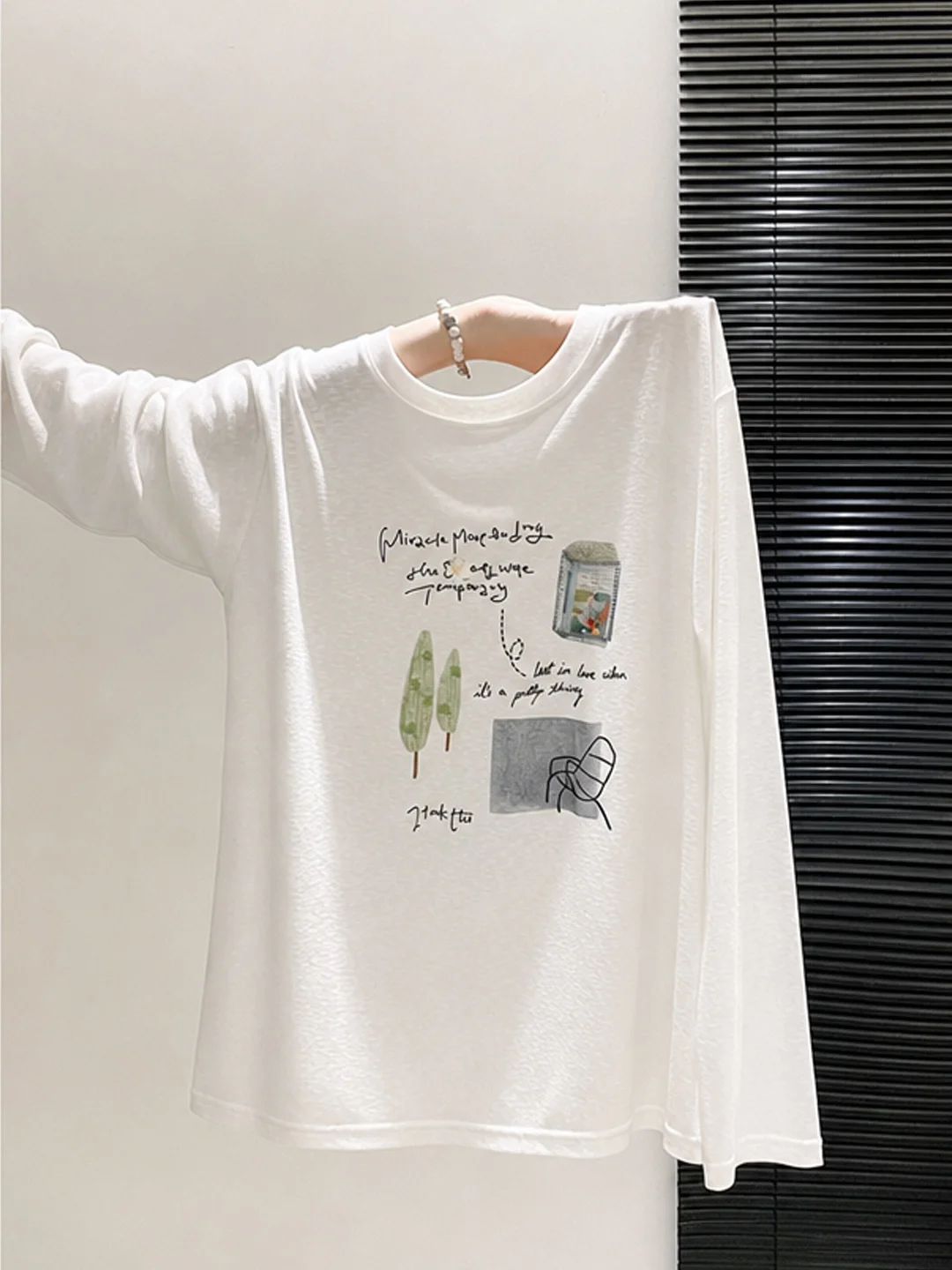 Korean Style Long Sleeve Snowflake Cotton T-Shirt Women's Summer Thin Loose Printed Top Breathable Sunshade Cover up