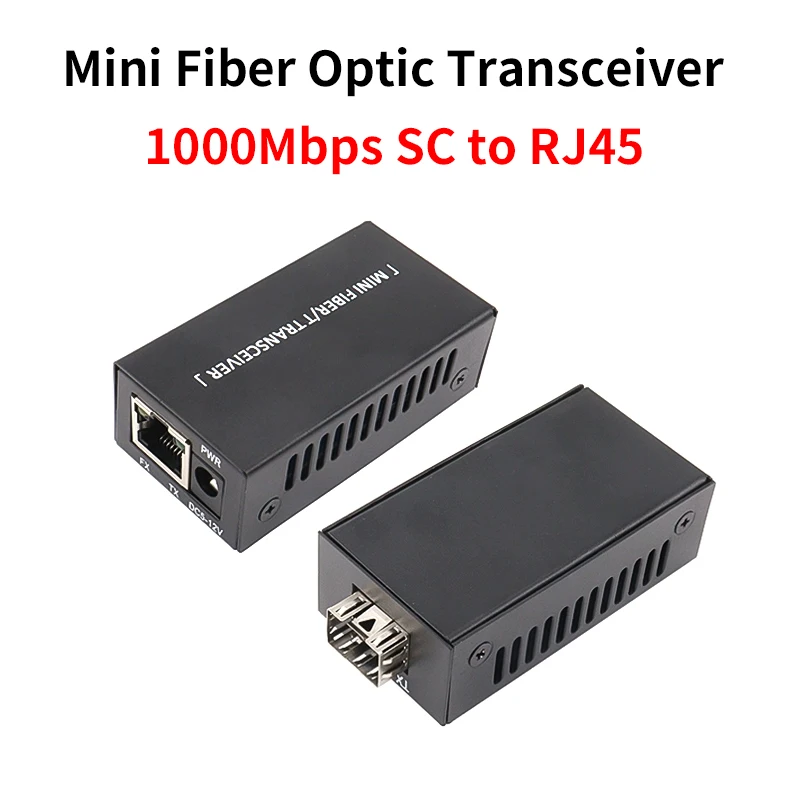 

1 Pair Mini Gigabit Fiber Transceiver 100/1000Mbps Fiber Media Converter SC to RJ45 Ethernet Switch 20Km with Power Adapter