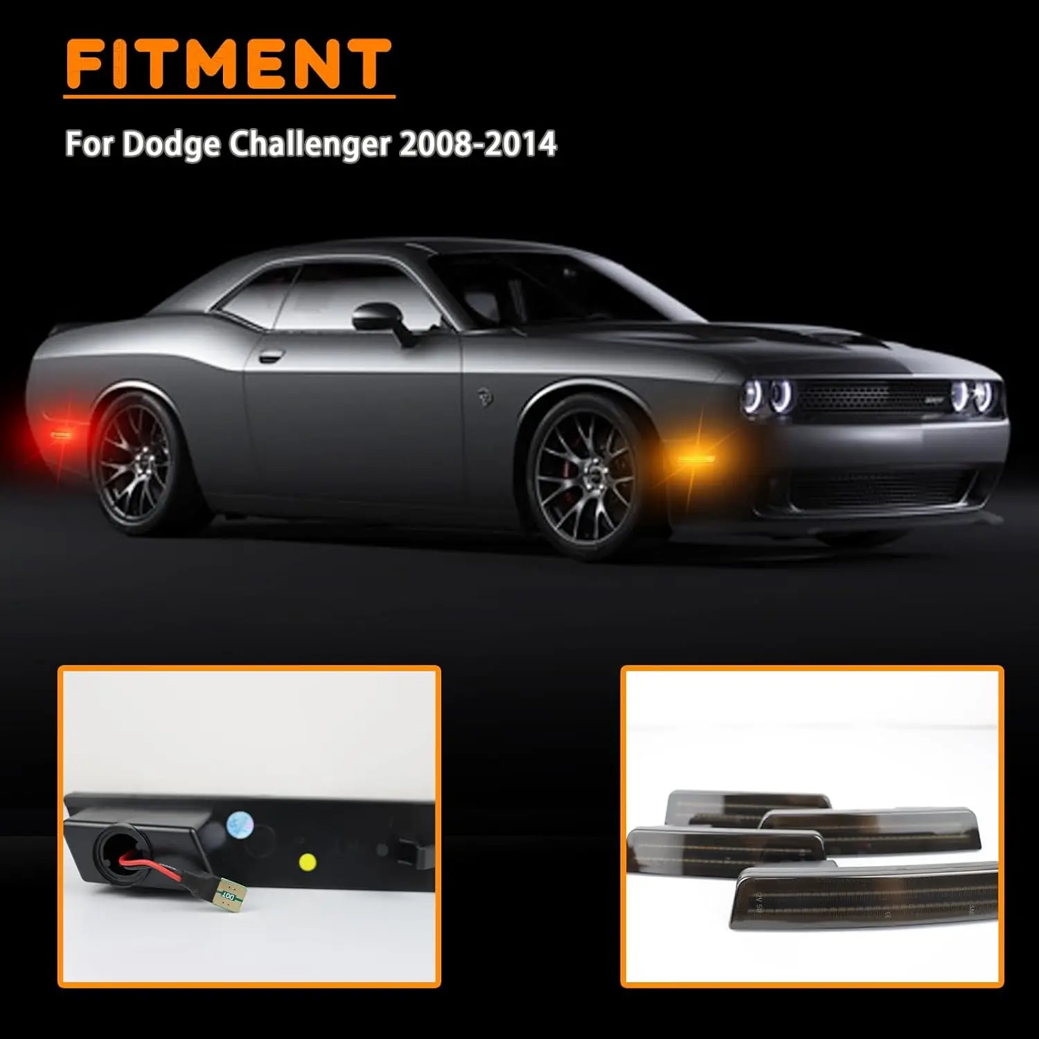 For Dodge Challenger 2008-2014 Car Accsesories For Dodge Charger Front Rear Bumper LED Side Marker Light Amber & Red Lamp