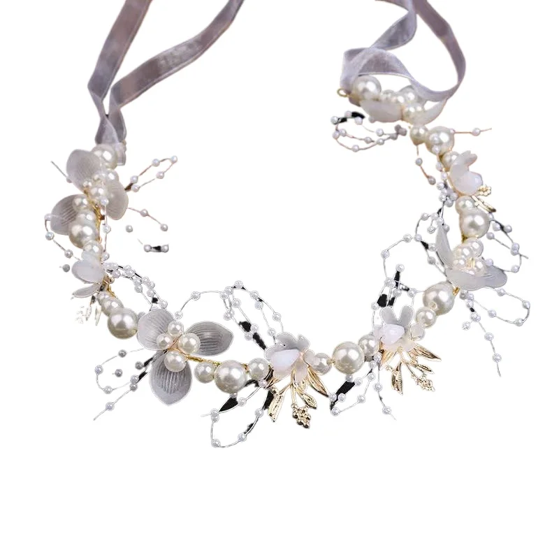 Couronne de princesse pour enfants, accessoires pour cheveux, fée fille, fleur, perle, banderole, couvre-chef, filet de flocon de neige, bandeau rouge