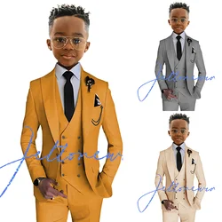 Boys Suit 3 Piece Set Yellow Jacket Pants Vest Wedding Kids Tuxedo Custom Outfit Fashion Blazer Boys Suit