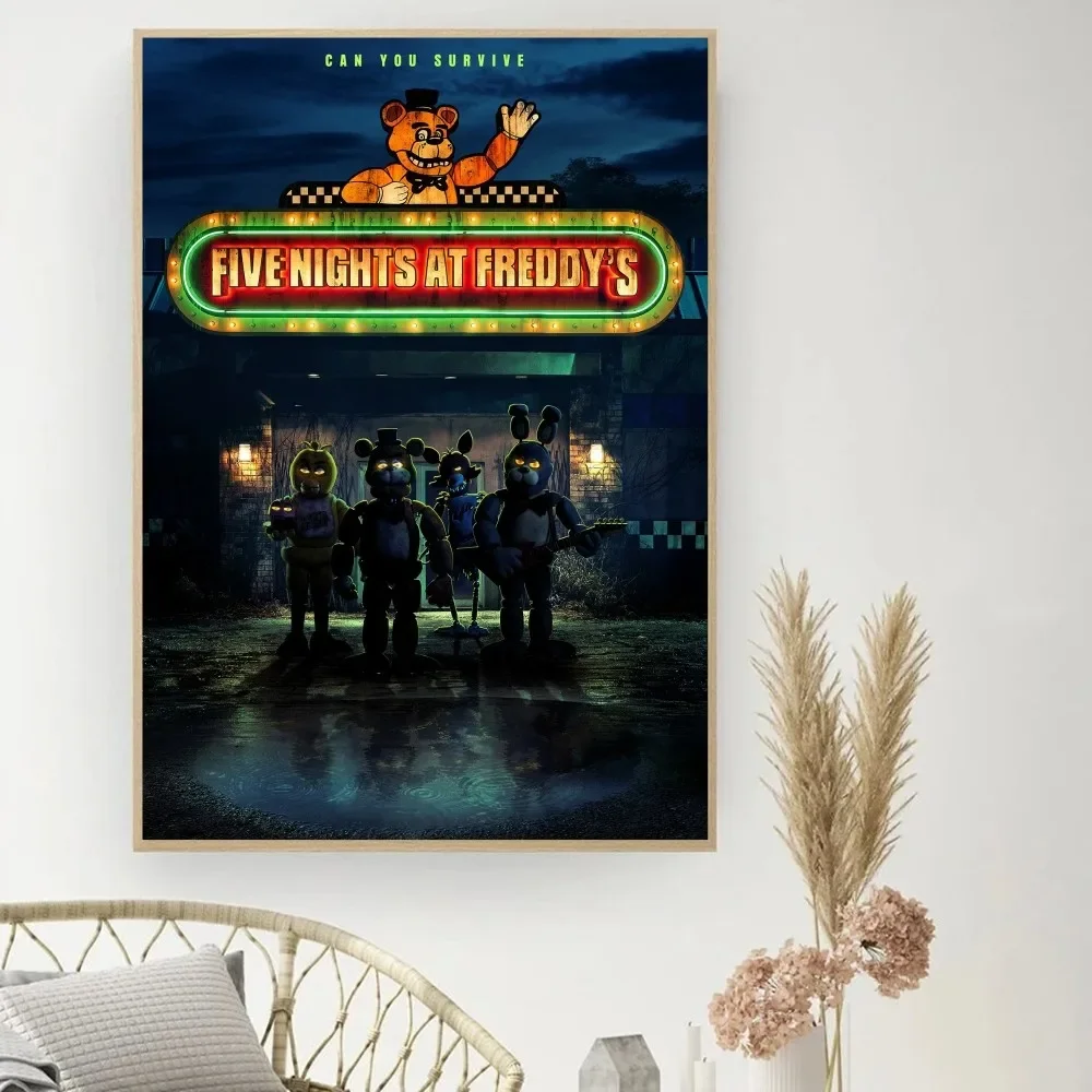 Game F-Five N-Nights at Freddys Poster DIY Vintage Movie Poster Wall Art Painting Study Stickers