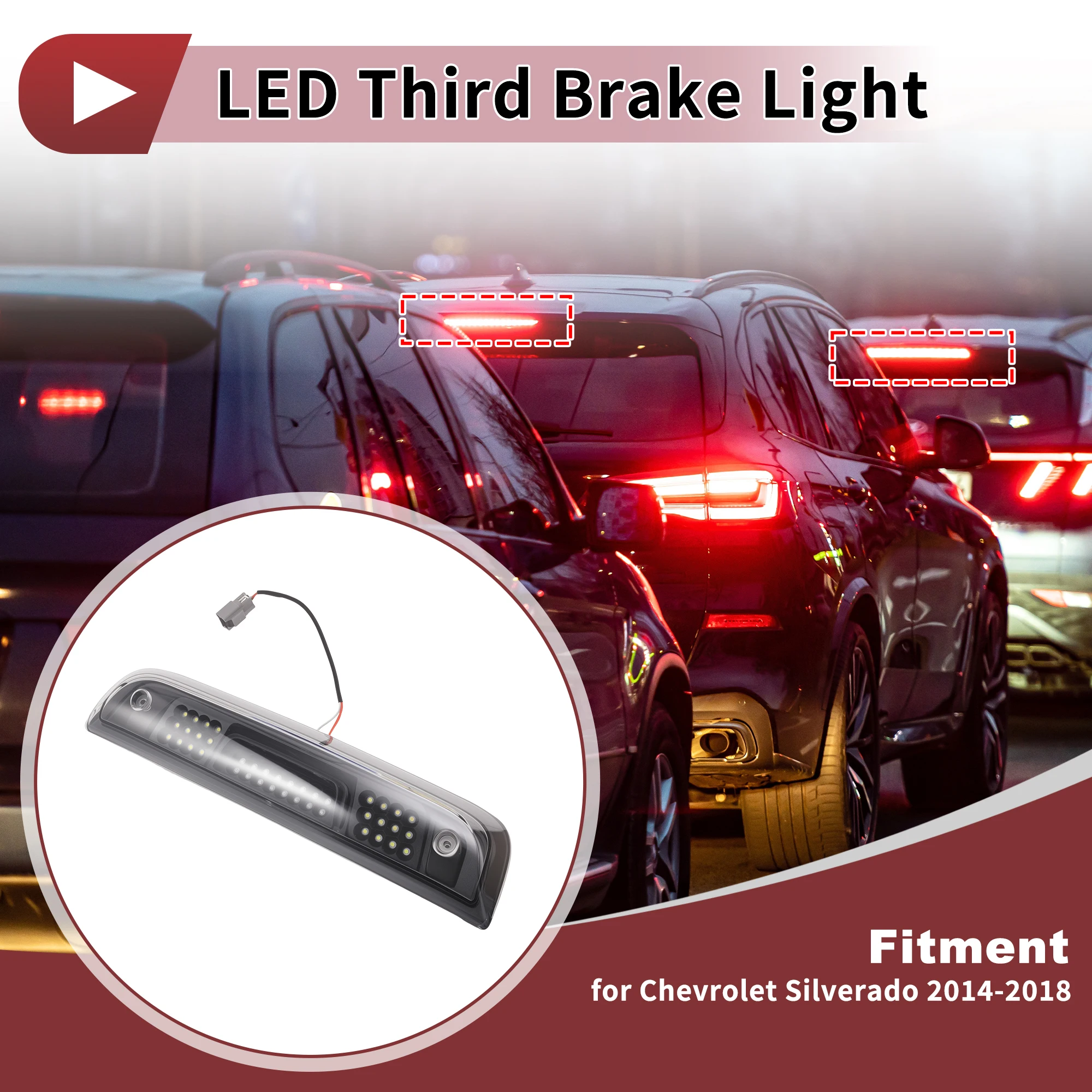 UXCELL High Mounted LED Third Brake Light for Chevrolet Silverado 2014-2018 23509162