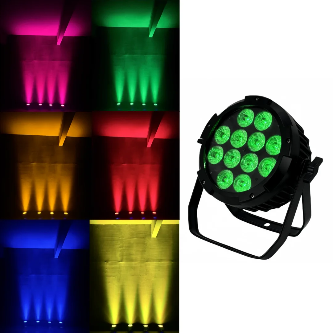 12x18W RGBWA UV 6in1 Waterproof LED Par Lights Wireless Controller Battery Powered Uplight 6 Channels for Stage Wedding Disco DJ
