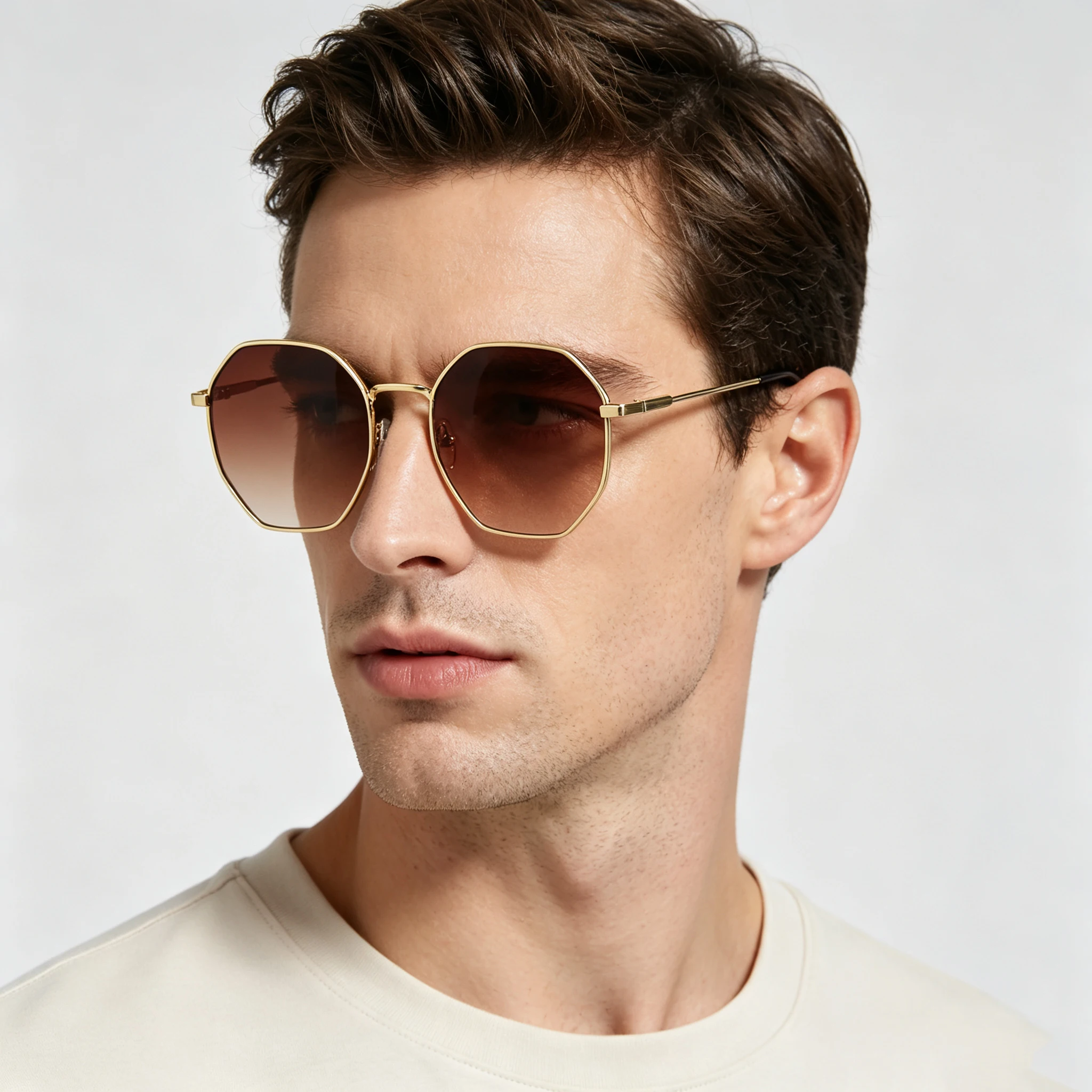 Fashion Octagon Polygon Sunglasses For Men Women Gradient Color Lens UV400 Protection Metal Frame Travel Shopping Party Shades