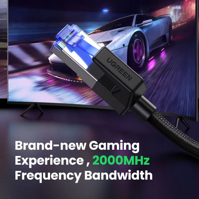 يوجرين كابل إيثرنت CAT 8 40Gbps 2000MHz شبكة نايلون مضفر كابل لان إنترنت لكمبيوتر محمول PS 4 راوتر RJ45 كابل - 3