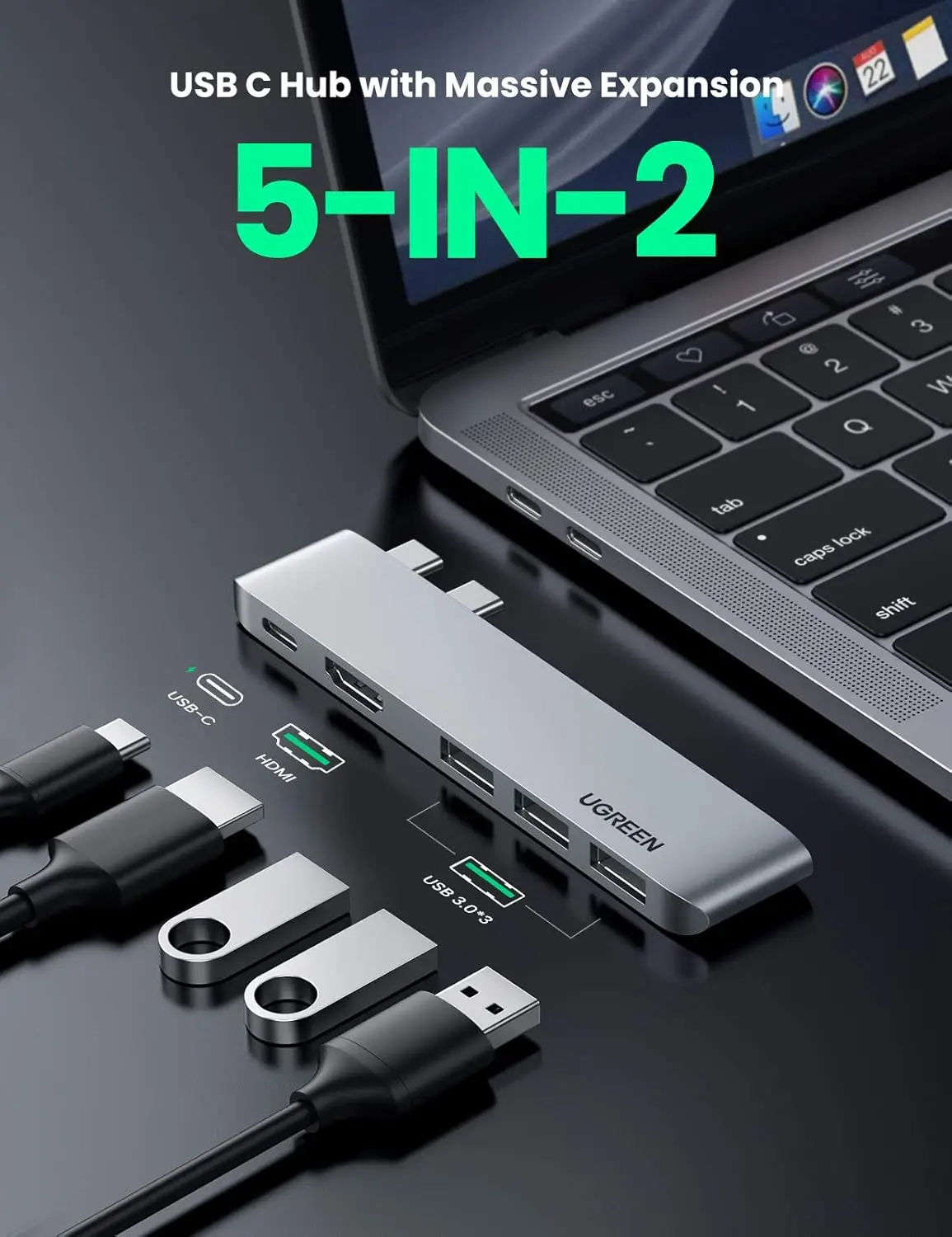 UGREEN Type C Hub Plug-in Docking Station Multiport USB Hub Thunderbolt 4 5 HDMI Converter Adapter for MacBook Pro Air M3 M4 Lap