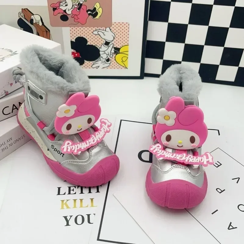 

Sweet My Melody Anime Kawaii Ins MINISO Fashion Children Warm Boots Cute Cartoon Snow Martin Bcotton Shoes Gifts for Kids