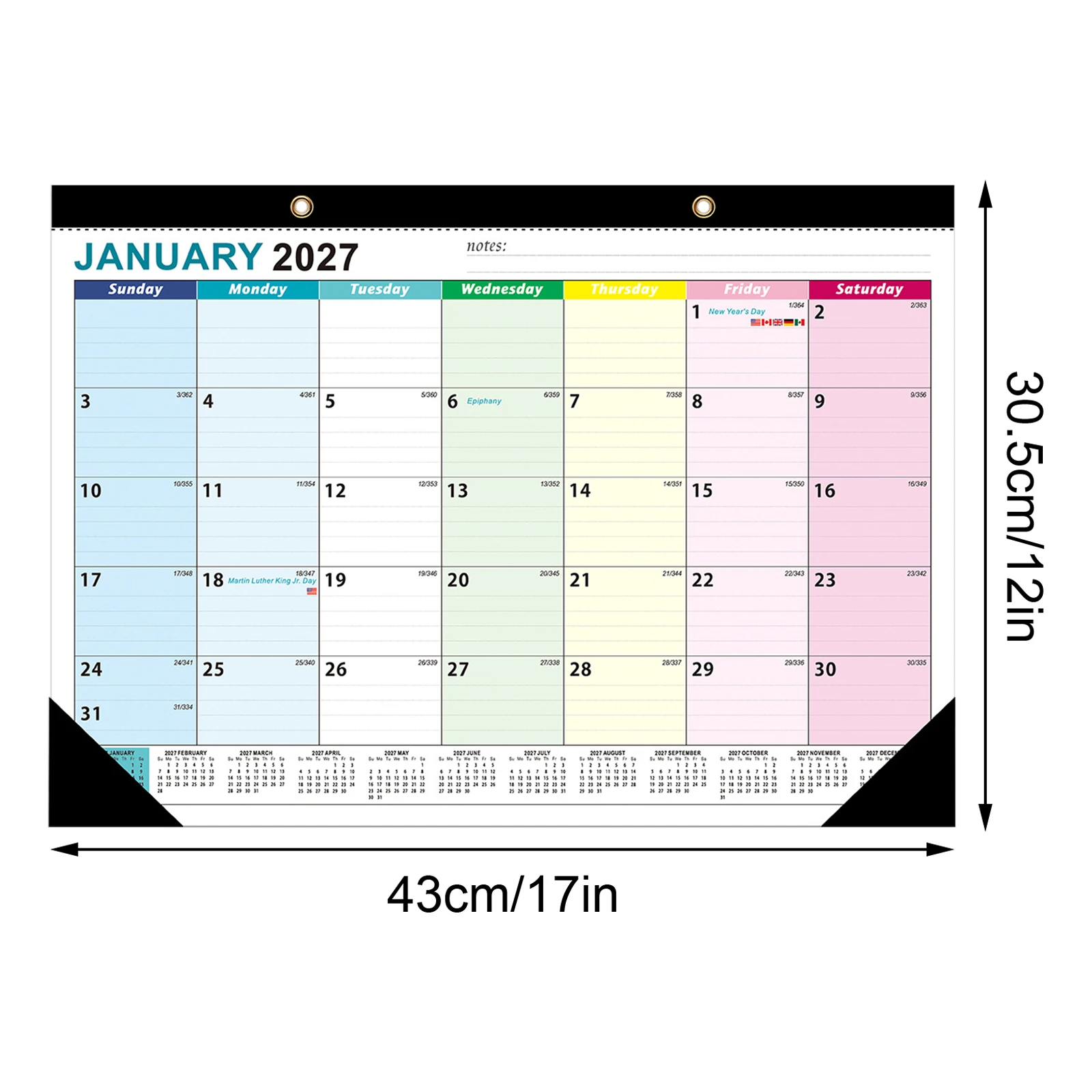 2027 Hanging Wall Calendar Monthly Calendar Colorful Layout Planner Note Taking Calendar For Home Office Schedule