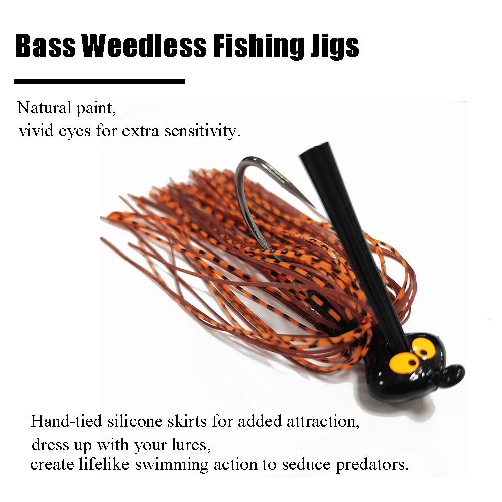 15pcs Bass Fishing Jigs Bass Fishing Lures with Silicone Skirts Jig Kit 1/4oz 3/8oz 1/2oz Rubber Weedless Flipping Jigs