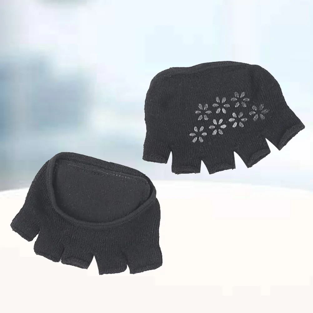 女性用通気性吸汗性ハーフソックス1足、ヒールレス、5本指、つま先が見える、水ぶくれ防止、前足部パッド、フットケアツール