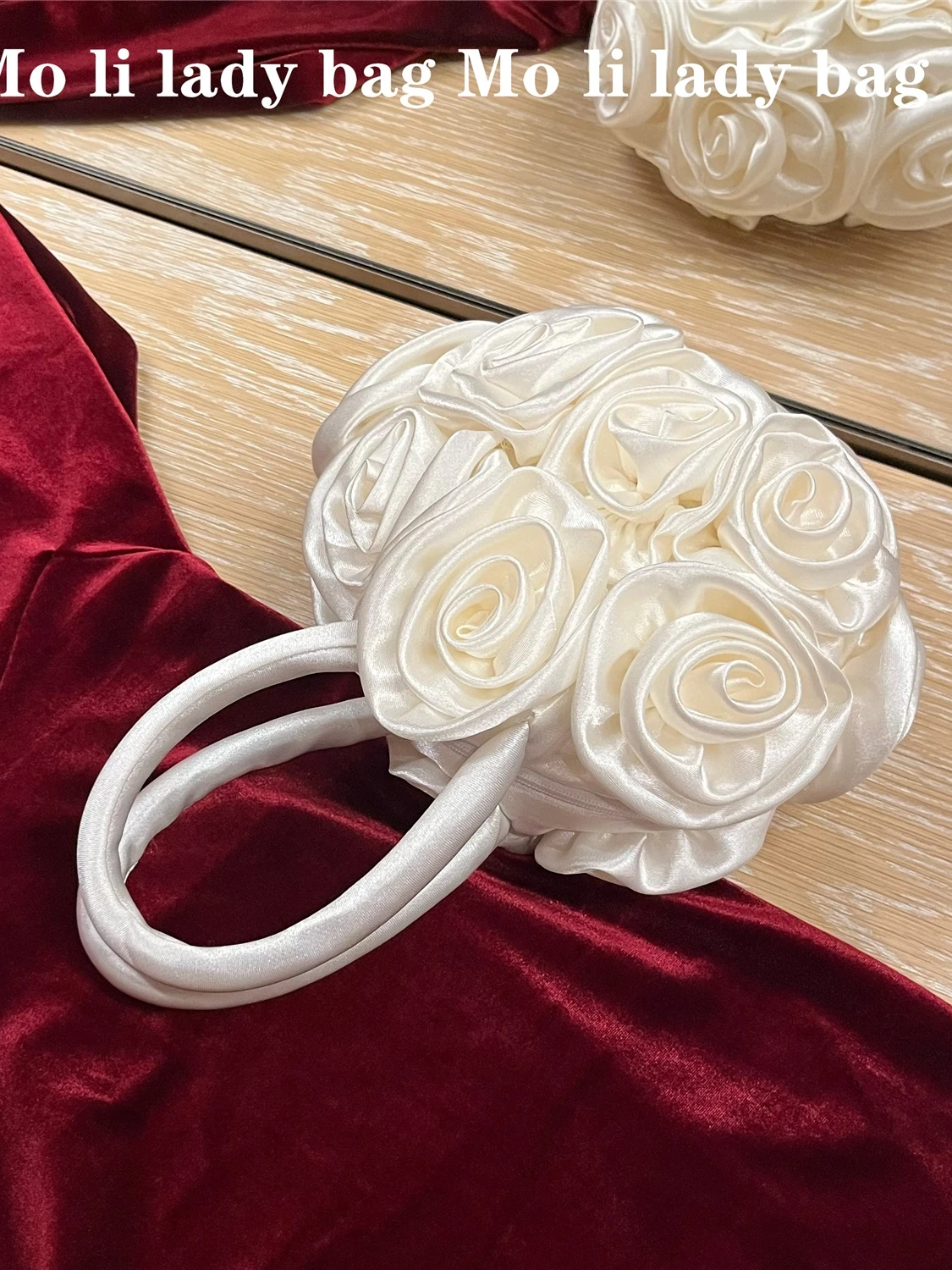 Retro Handmade Floral round Handbag for Women Suitable for  New Chinese Hanfu Style Soft Fairy Gentlewoman Bag