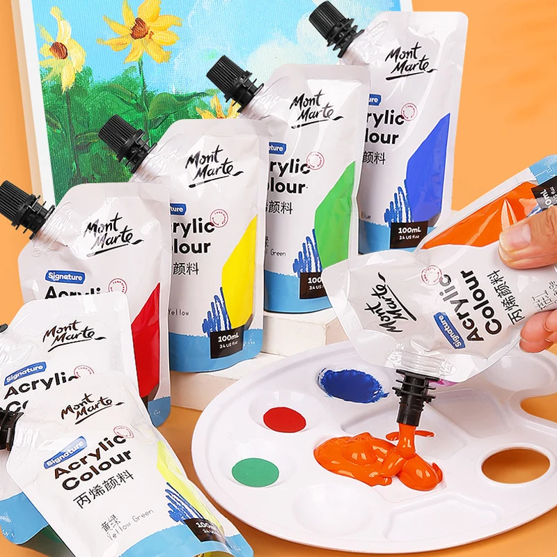 MONT MARTE Acrylic Paint 100ml Artist Painting Supplies Non-Toxic For Multi Surface Canvas, Wood, Fabric, Leather, Paper, Crafts