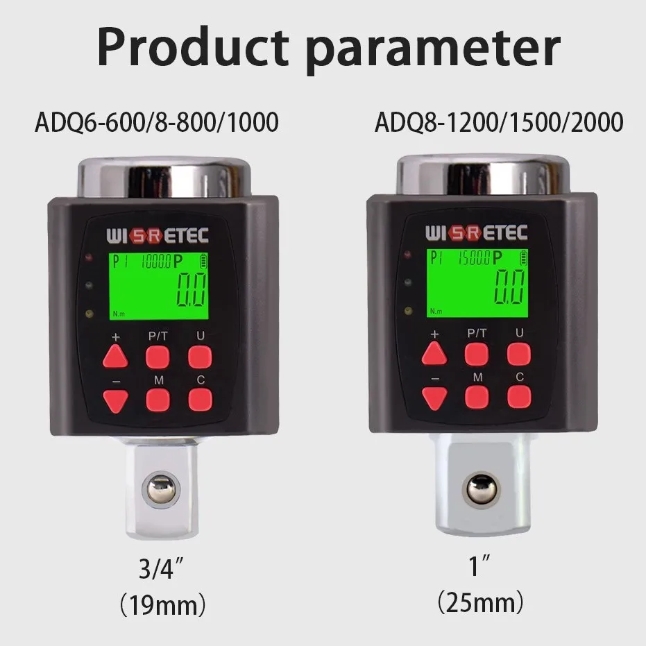 2000N.m Digital High Torque Adapter 3/4in Large Torque Electric Torque Wrench Meter Bicycle Repairing Tool Sets