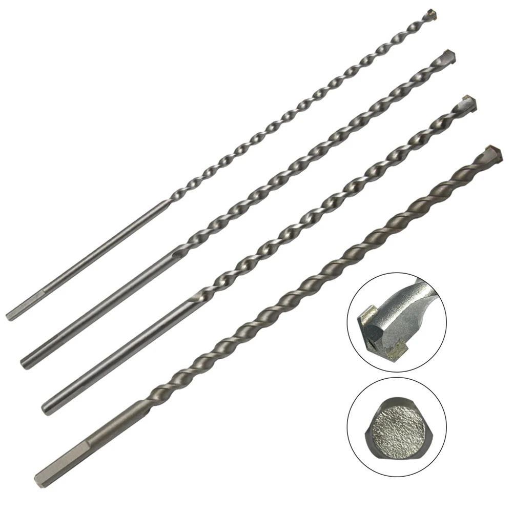 1pc 6 8 10 12mm Drill Bit Triangle Shank Tungsten Carbide Tip 300 350mm Extra Long Drill Bits For Masonry Concrete