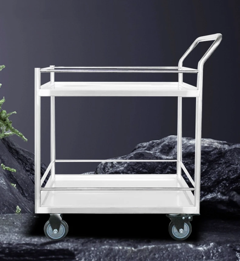 Mobile Stainless Steel Food Service Cart 2 Tier bar Wine Cart Hotel Dining Cart Removable Restaurant Hotel Use