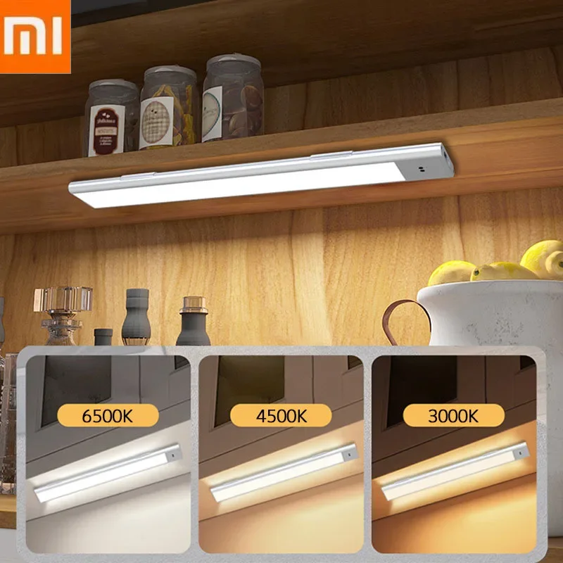 Xiaomi-luz nocturna con Sensor de movimiento, lámpara de cocina recargable por USB, luces LED inalámbricas para armario, decoración magnética para