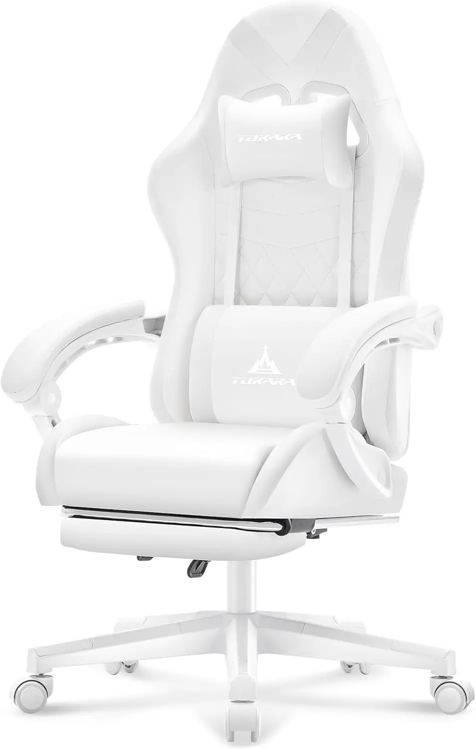 

White Gaming Chair,Ergonomic Massage Computer Office Desk Chair with Footrest,Pocket Spring Cushion,Reclining Leather Adjustable
