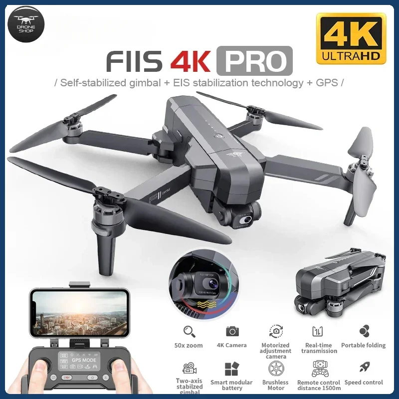 

New SJRC F11S Pro Drone Professional EIS 2-axis Anti-Shake Gimbal Brushless Quadcopter 4K Camera Drones FPV WIFI GPS RC Dron 3KM