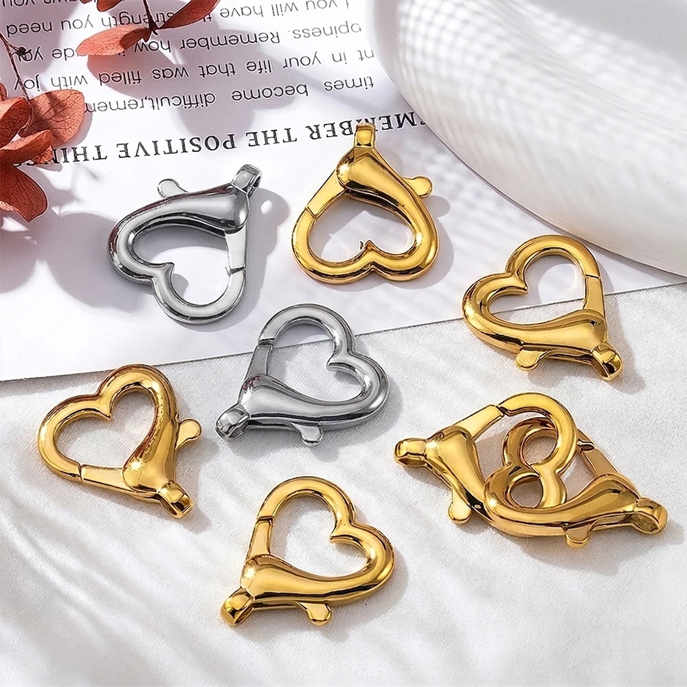 

2pcs No Fade Stainless Steel Big Heart Buckle Lobster Clasps Hooks Connectors for Keychain DIY Jewelery Making Materials