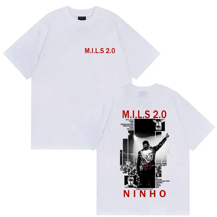 Rapper NINHO M.I.L.S 2.0 Album 2026 Graphic Printed T-shirt Men Women Short Sleeve Cotton T-shirt Men's T-shirts 2026 Summer New