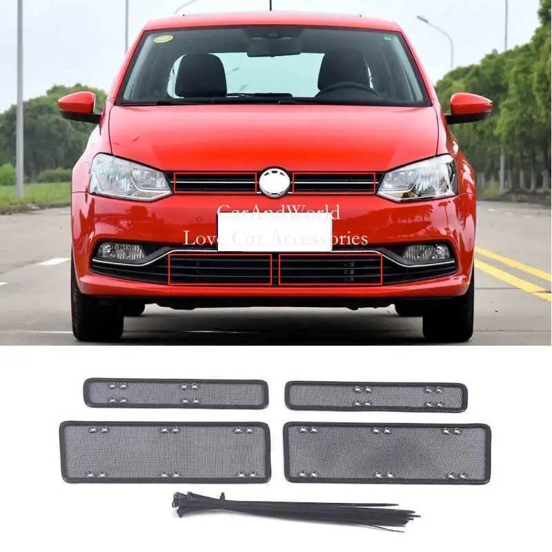 For Volkswagen VW POLO 2014-2024 Center Grille Insert Net Radiator Condenser Protecte Cover Anti Insect Sand Mesh Accessory